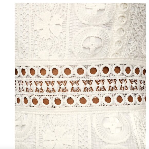 Lulus Cocktail Ready Ivory Crochet Lace Midi Dress White - Size M - Picture 5 of 5